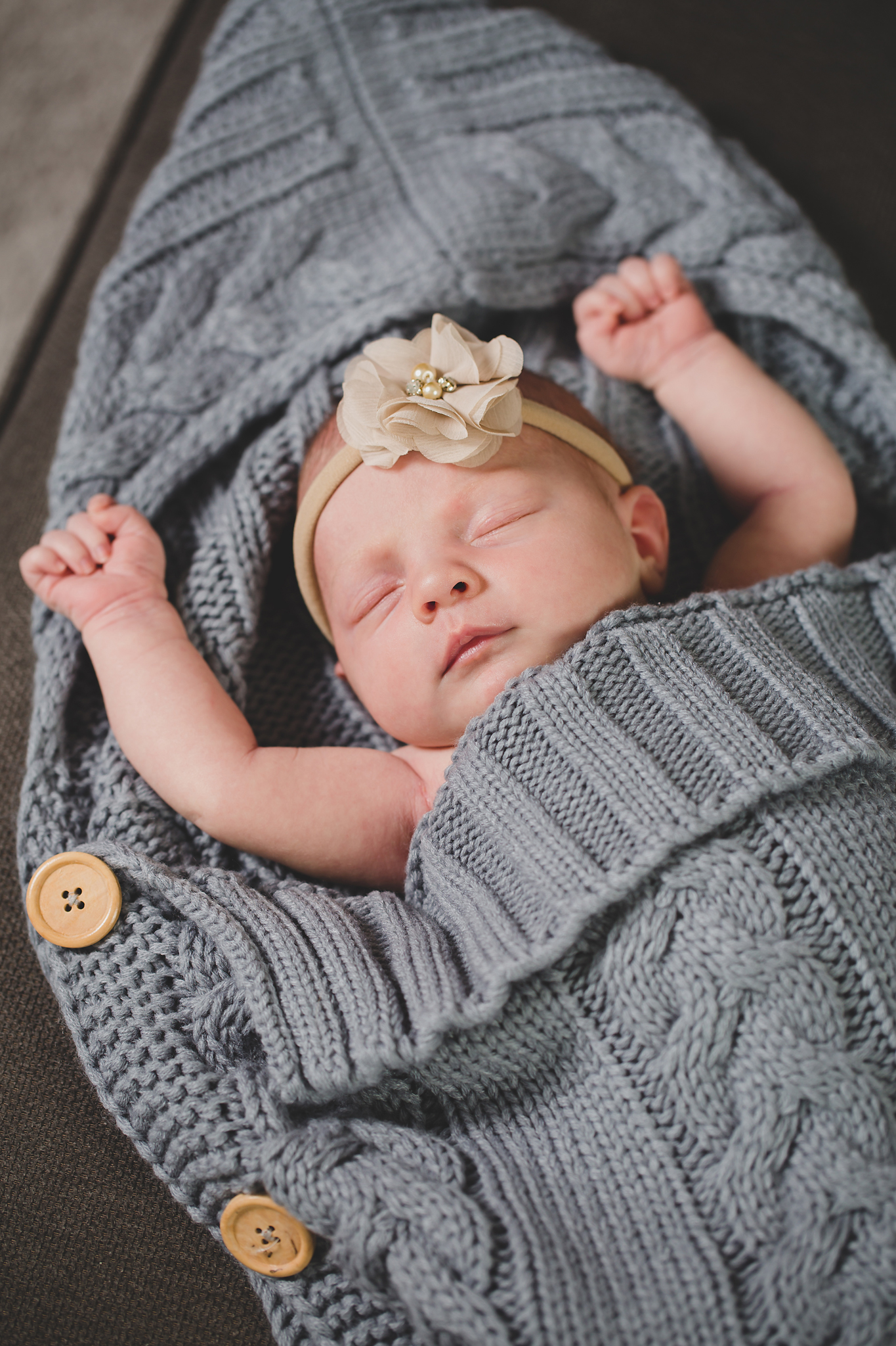 Baby Myla lifestyle newborn session at home with her parents and dog